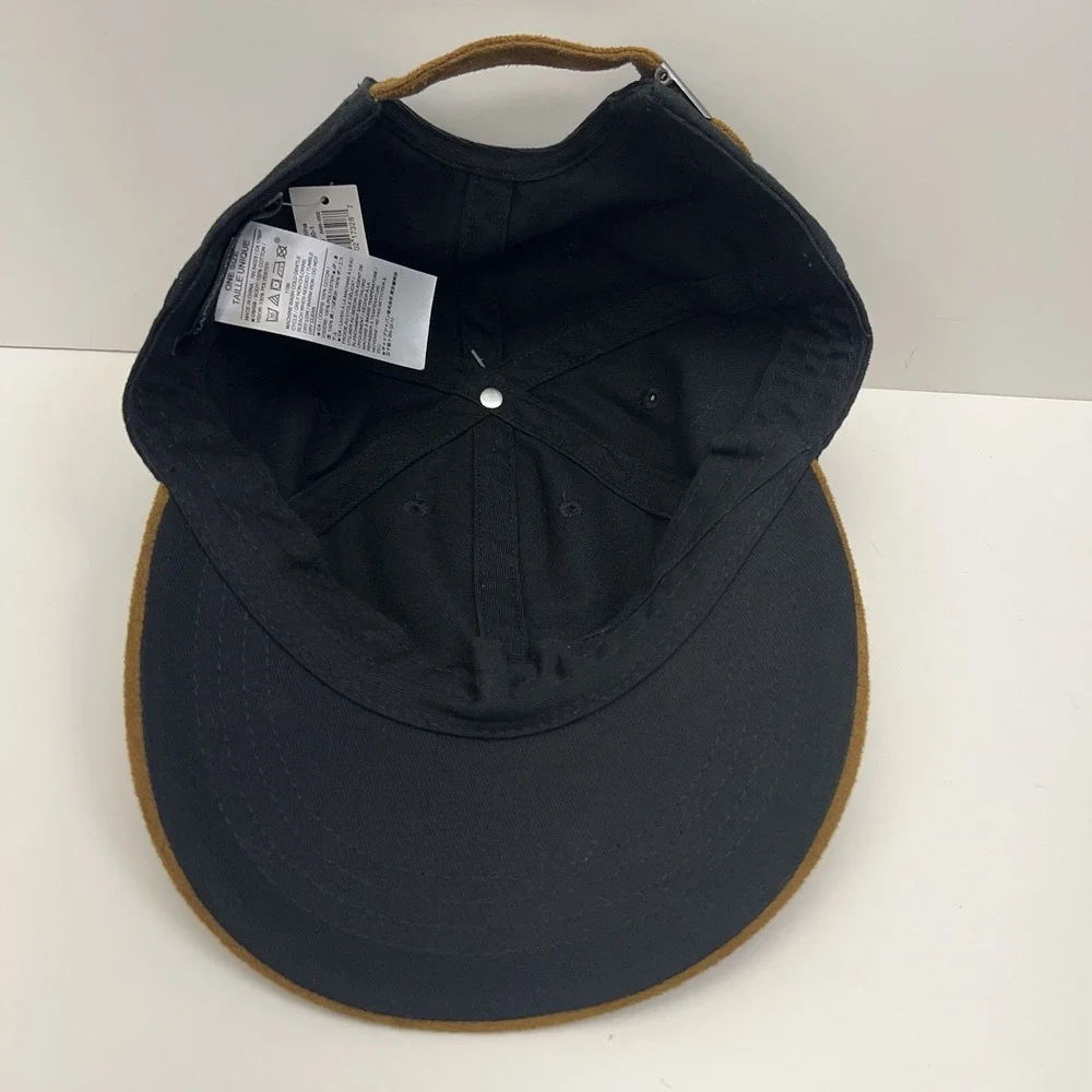 BANANA REPUBLIC Baseball Cap Mixed Media Adjustable Black Tan Strapback Hat NWT